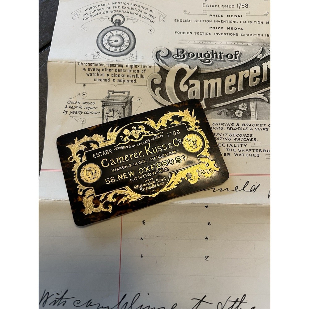 *RARE* 1909 Celluloid Business Card And Receipt London